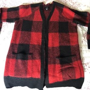 Lucky Brand Cardigan red & black sweater